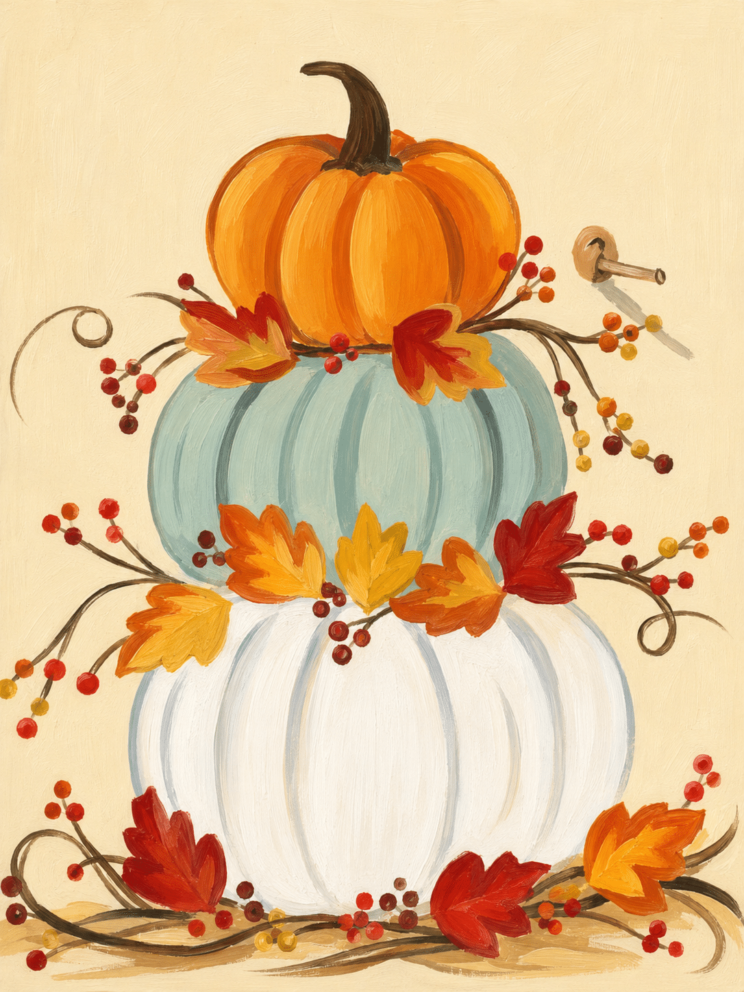 Pumpkin Harvest Trio painting