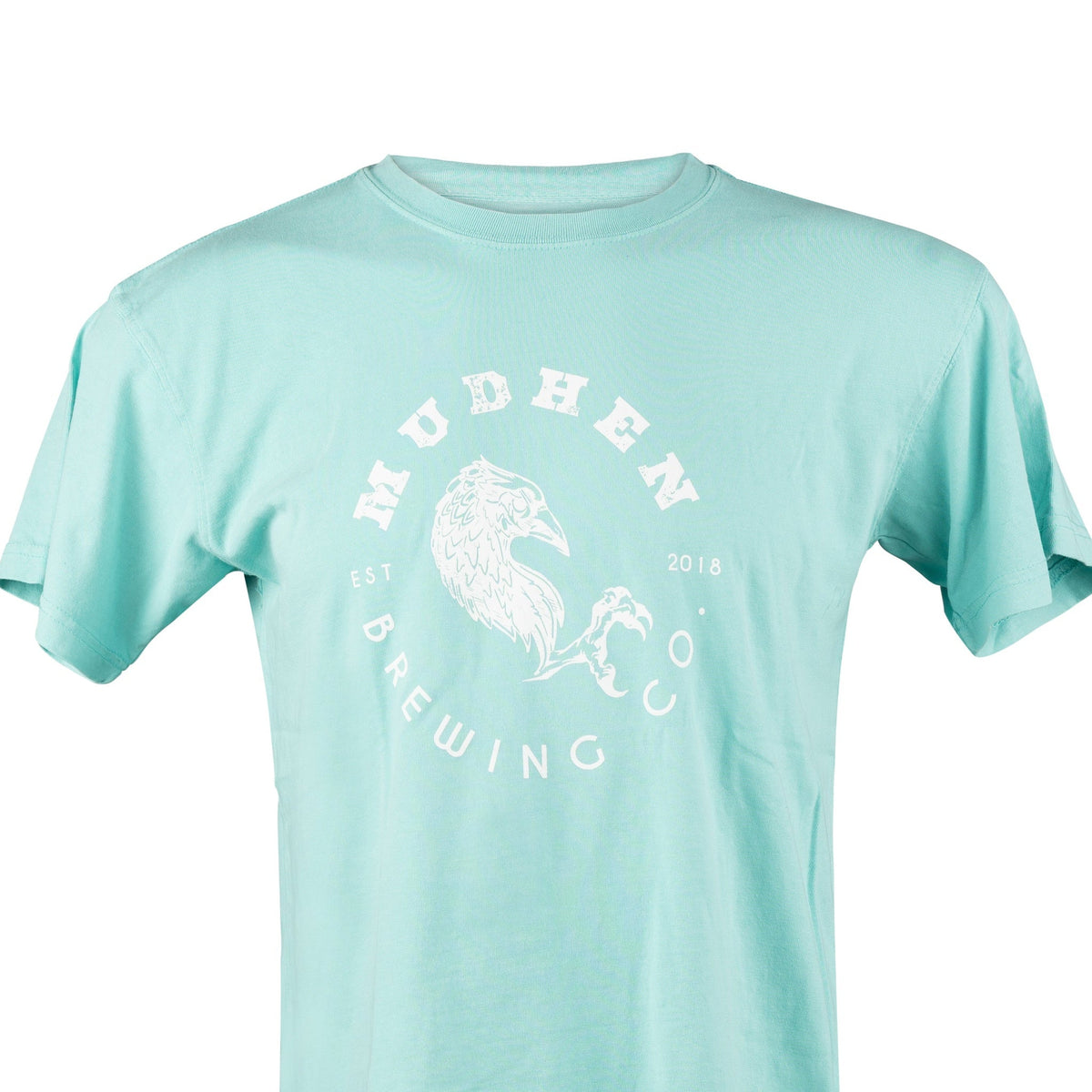 Circle Logo Tee - Barbados Blue, closeup