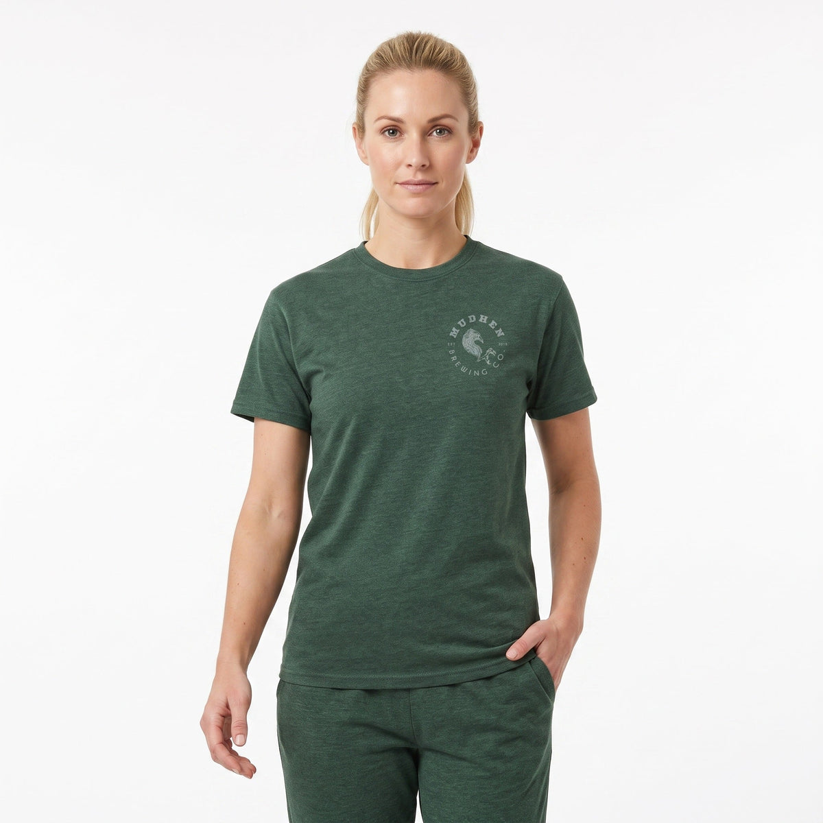 Circle Logo Tee - Heather Forest, front
