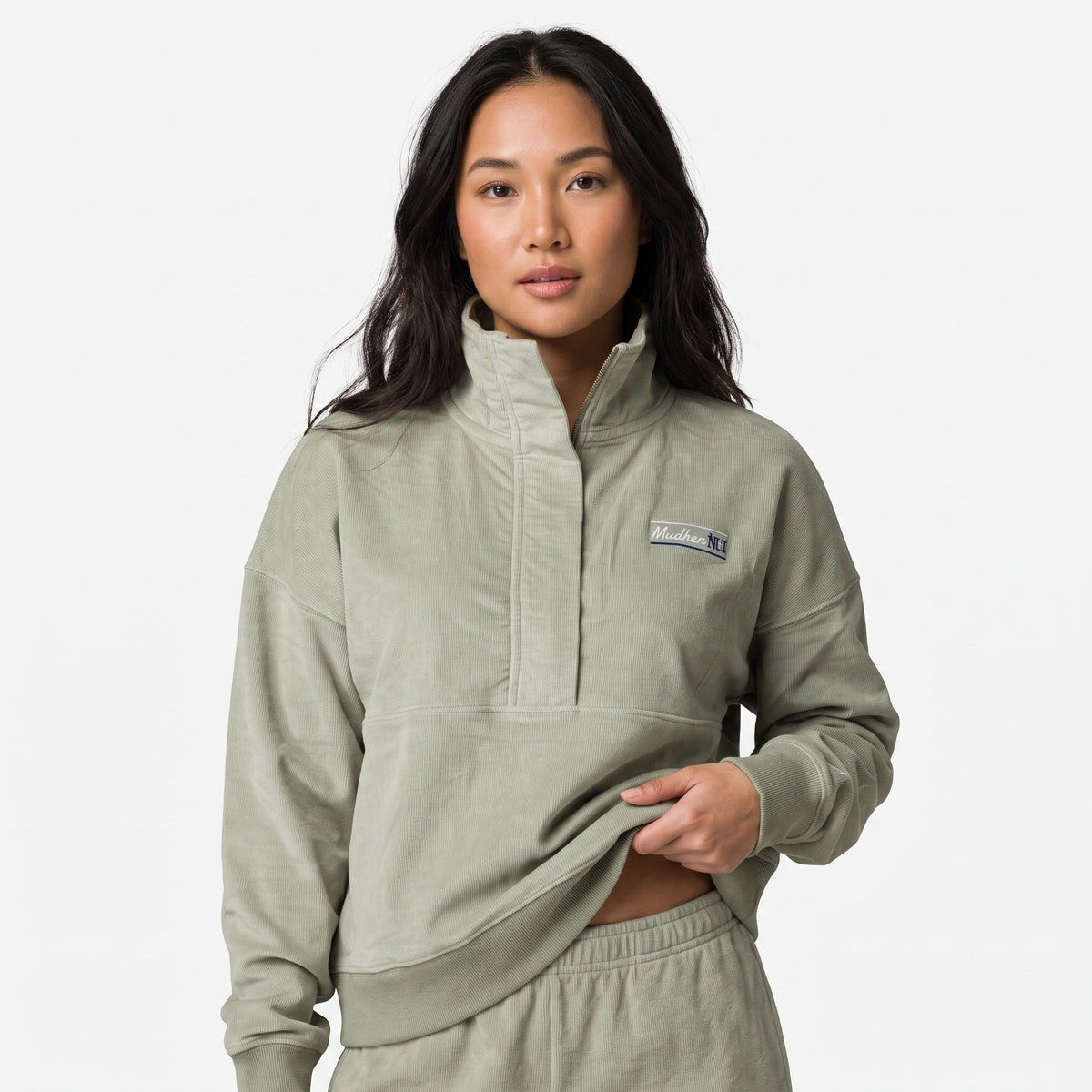 Cord Women's Half Zip - Sage, front