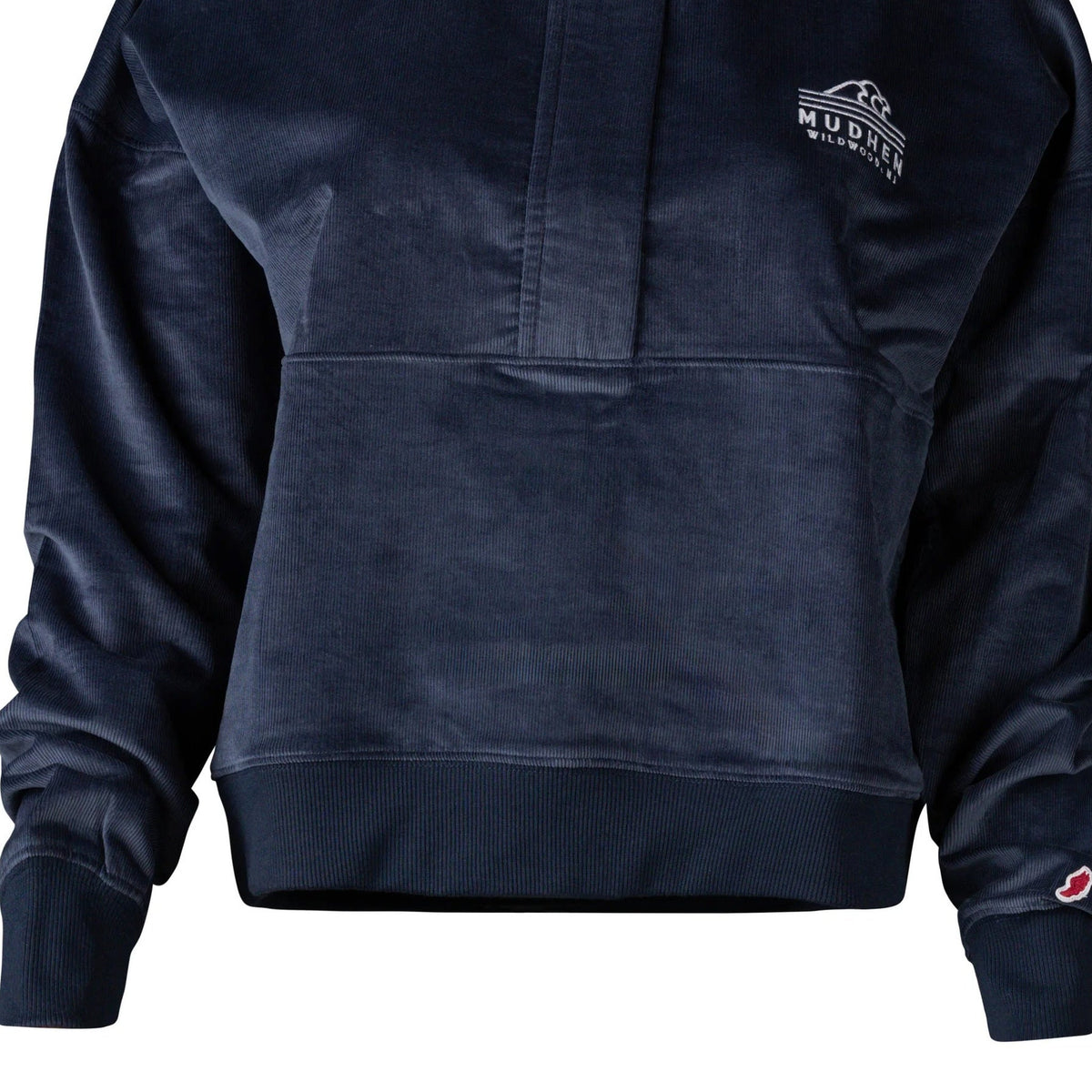 Cord Women's Half Zip - Spring Navy, closeup