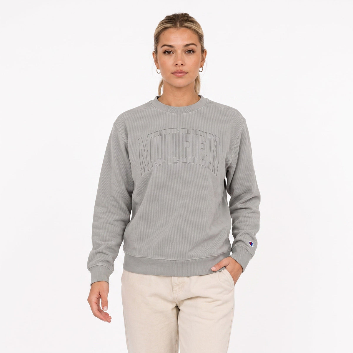 Corded Crewneck - Coastal Grey, front