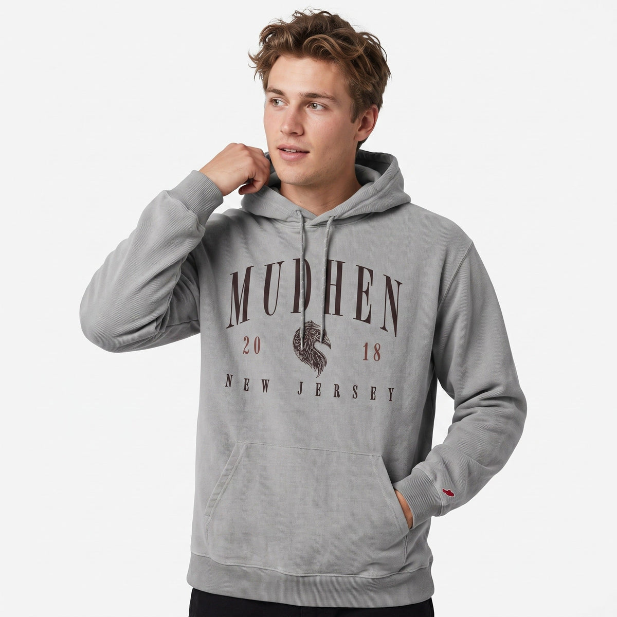 Corded Hoodie - Grey, front
