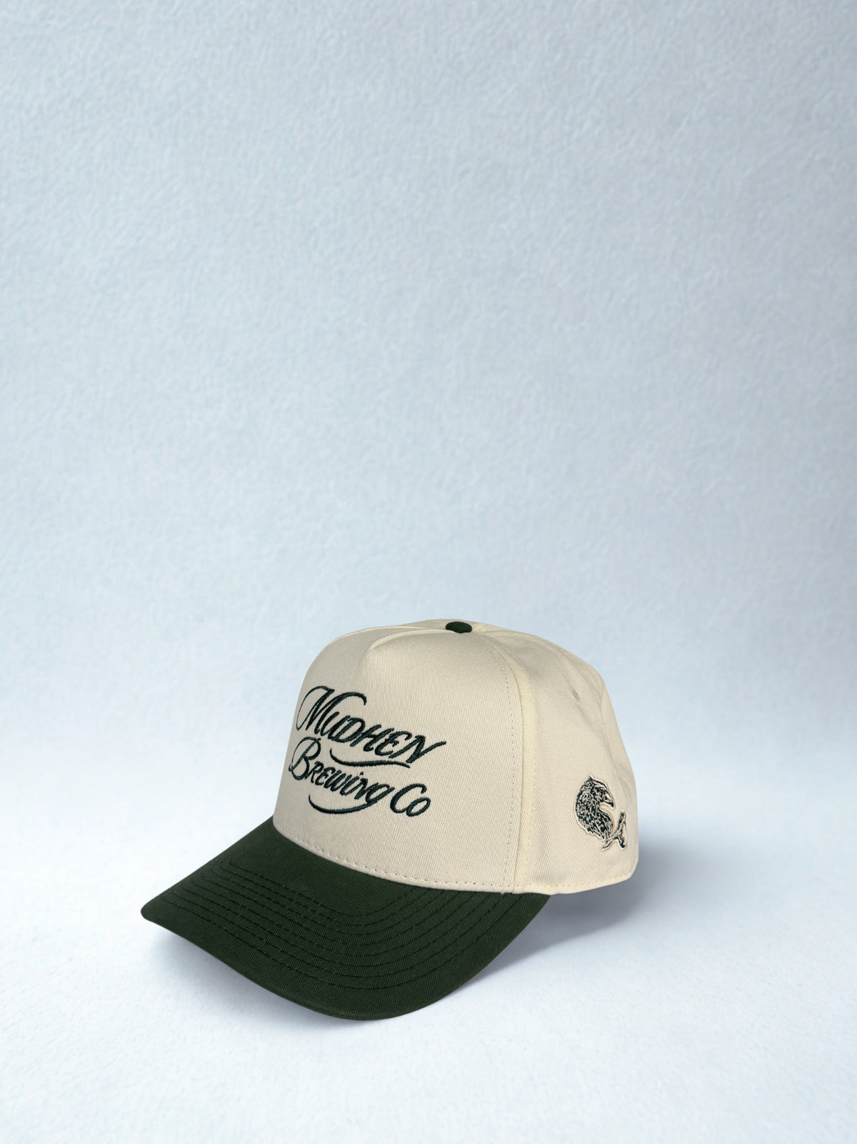 Cream & Forest Green Script Hat