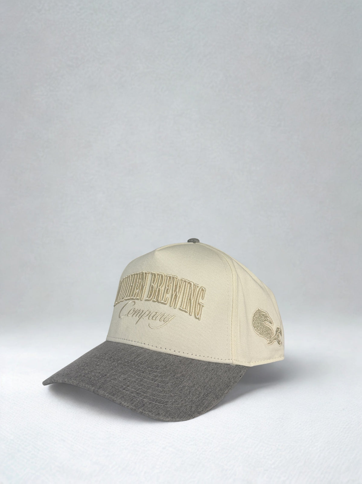 Cream & Heather Gray Embroidered Hat