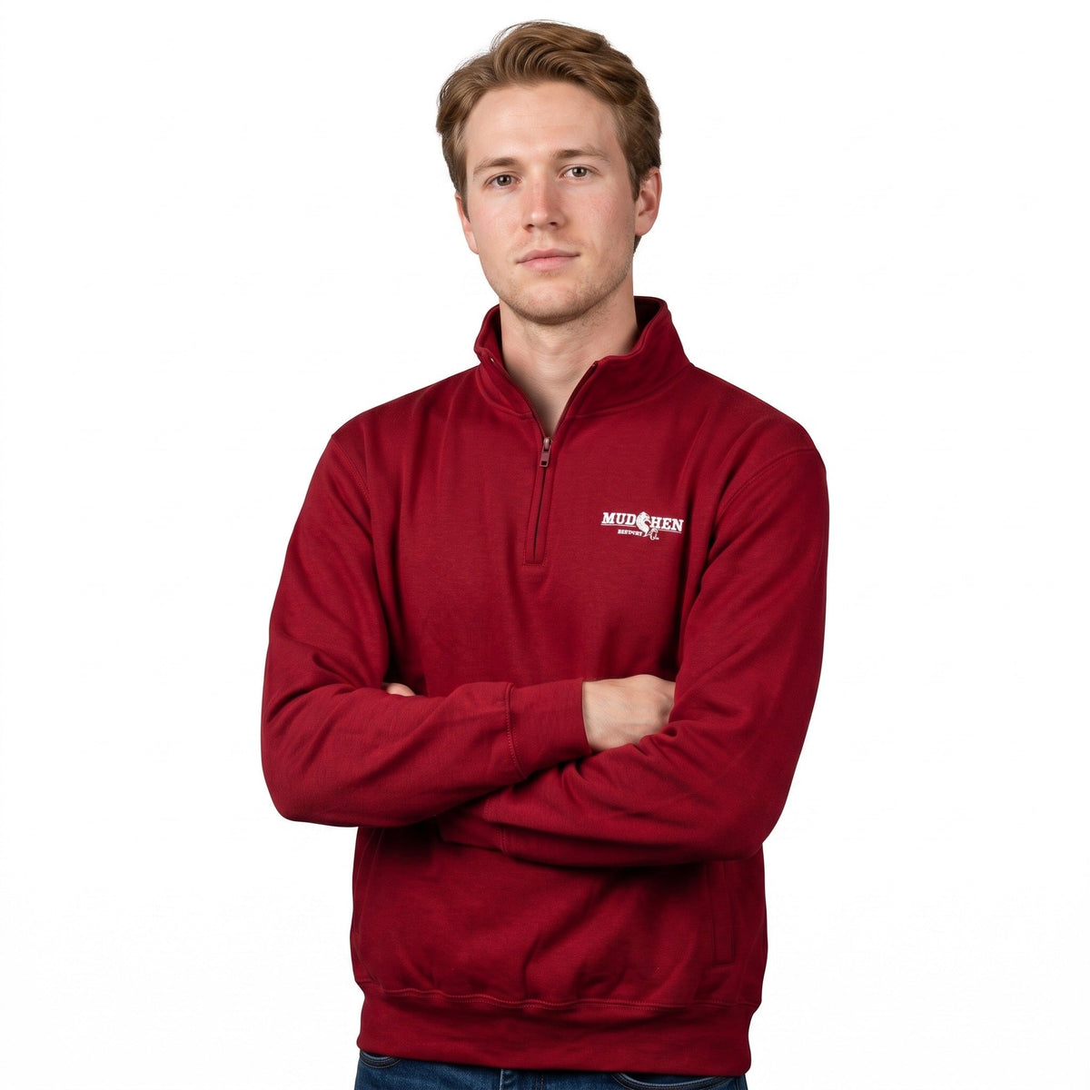 Crimson Red Quarter-Zip Pullover, front