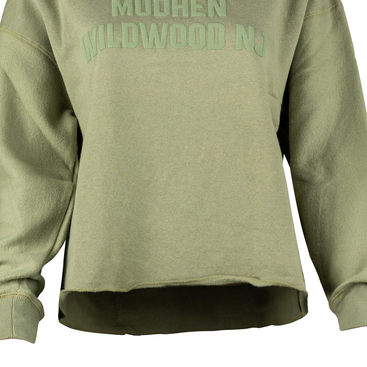 Fleece Crewneck Sweatshirt  - Olive Green, closeup
