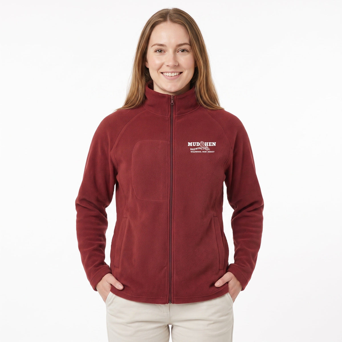Fleece Zip Jacket - Maroon, front
