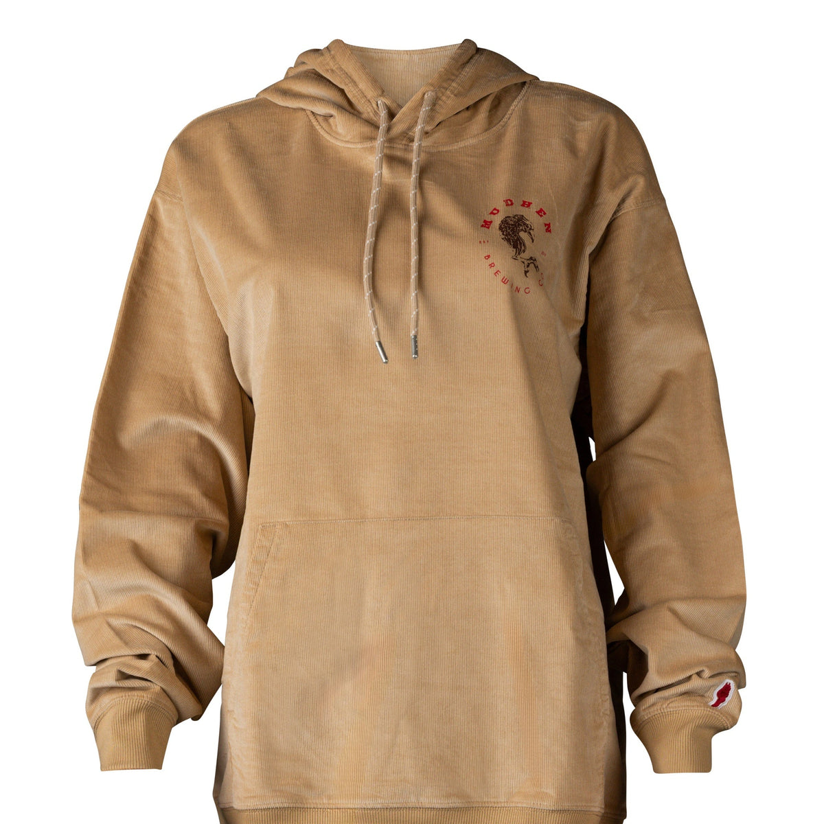 Henry Logo Corded Hoodie - Khaki, closeup