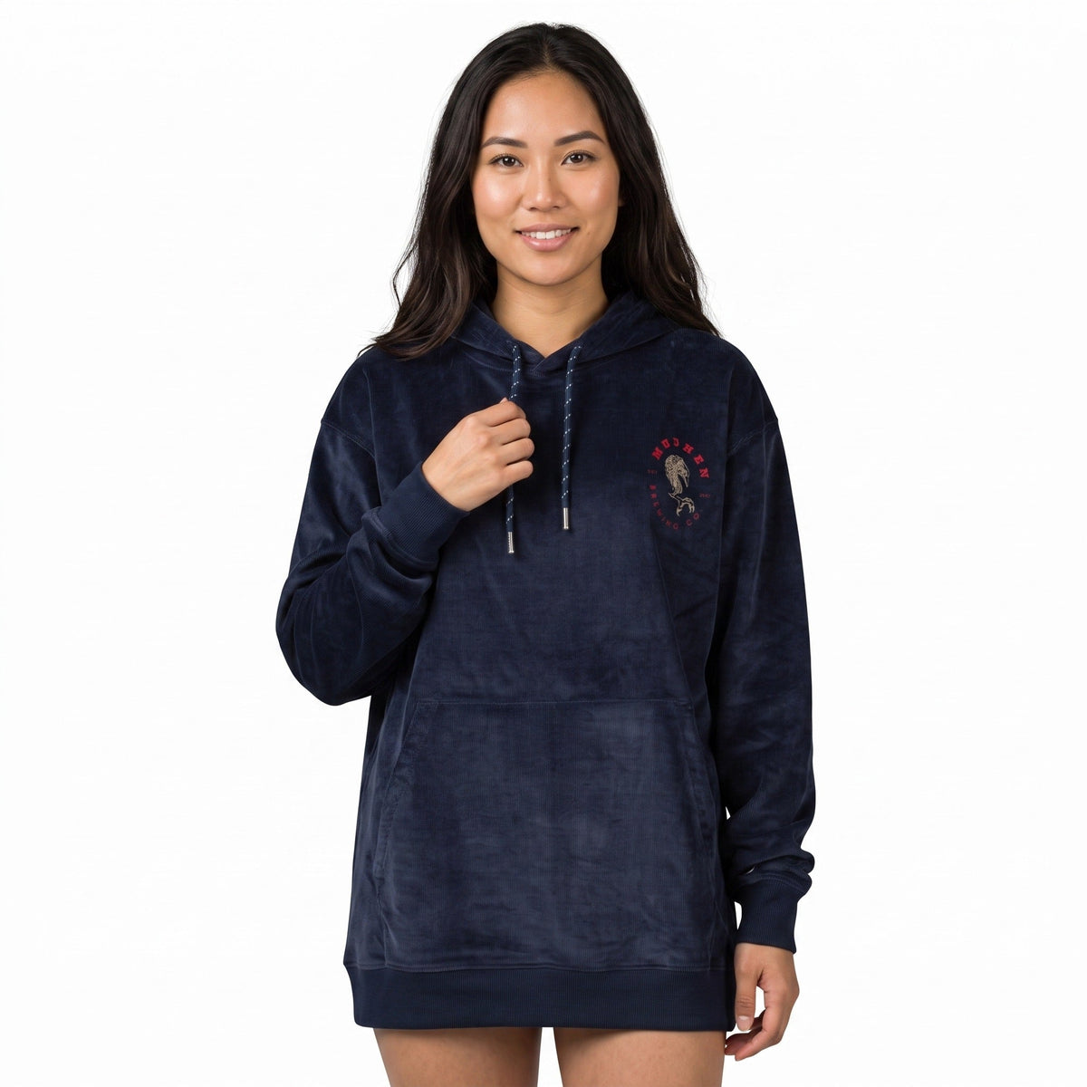 Henry Logo Corded Hoodie - Spring Navy, front