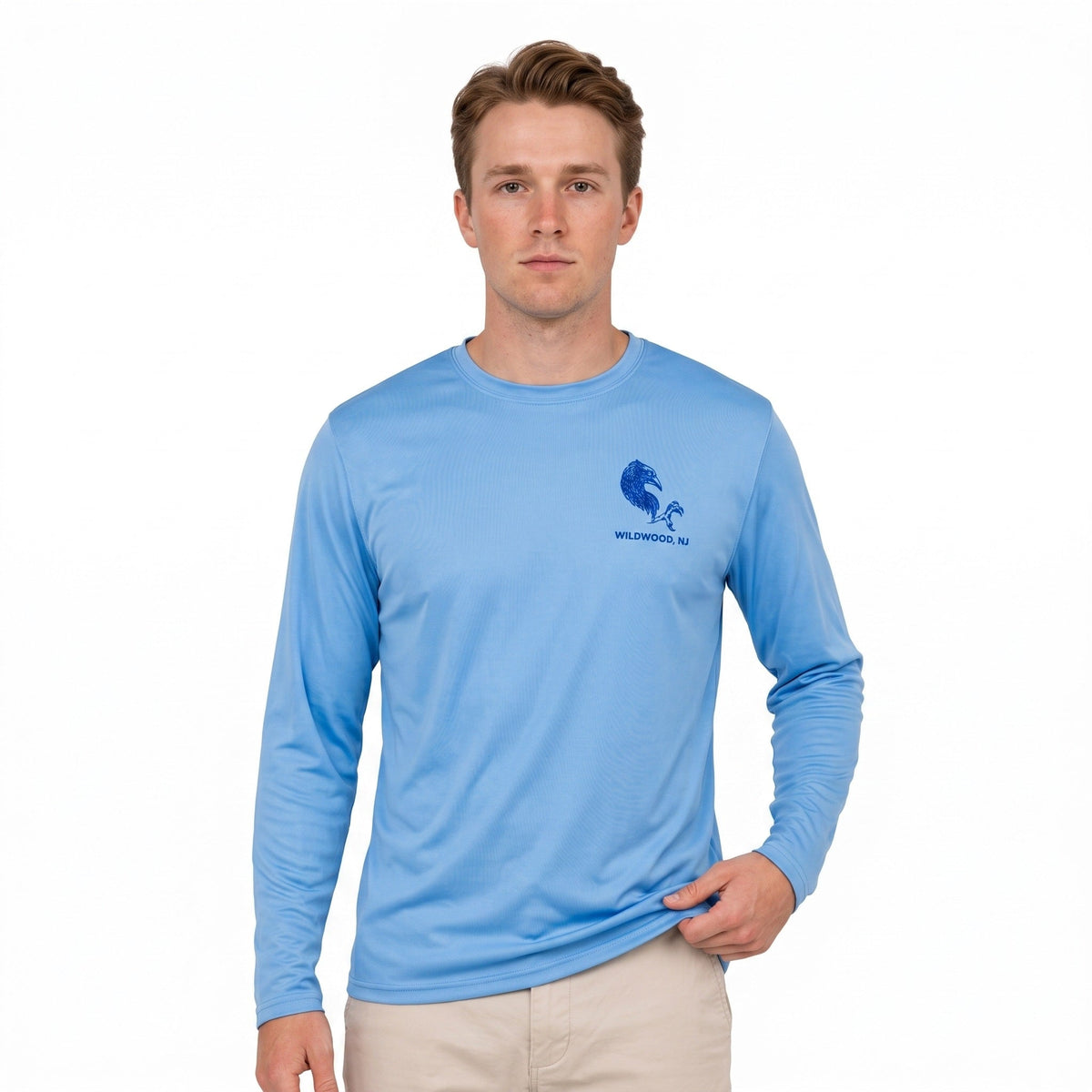 Men's Hen Circle Logo LS - Columbia Blue, front