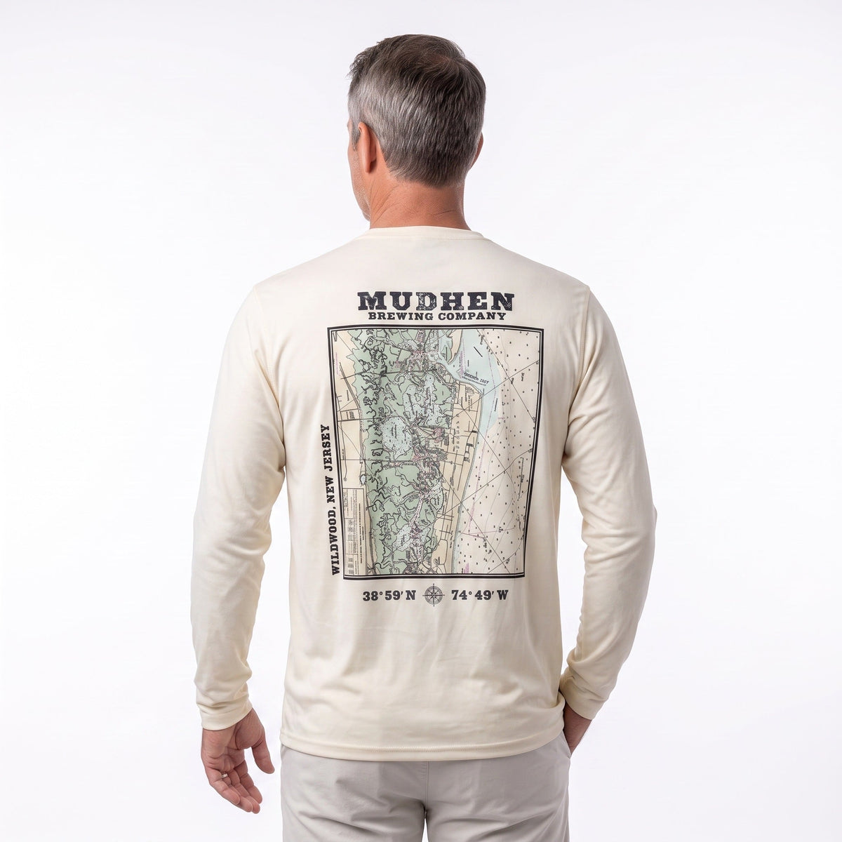 Men's Long Sleeve Island Map - Sandbar, back