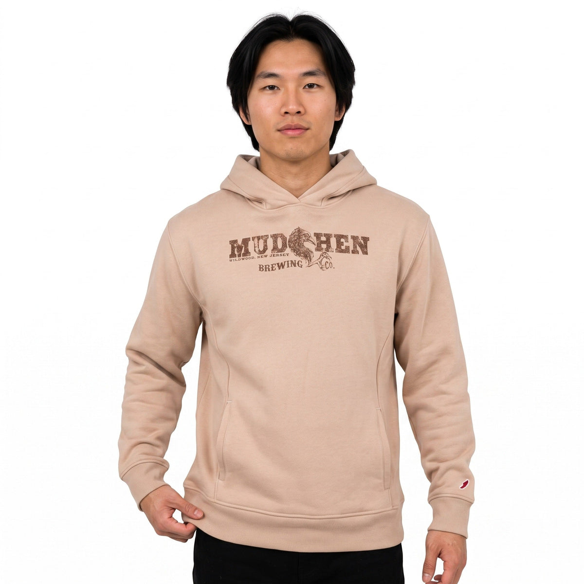 MudHen Brewing Co. Taupe Hoodie, front