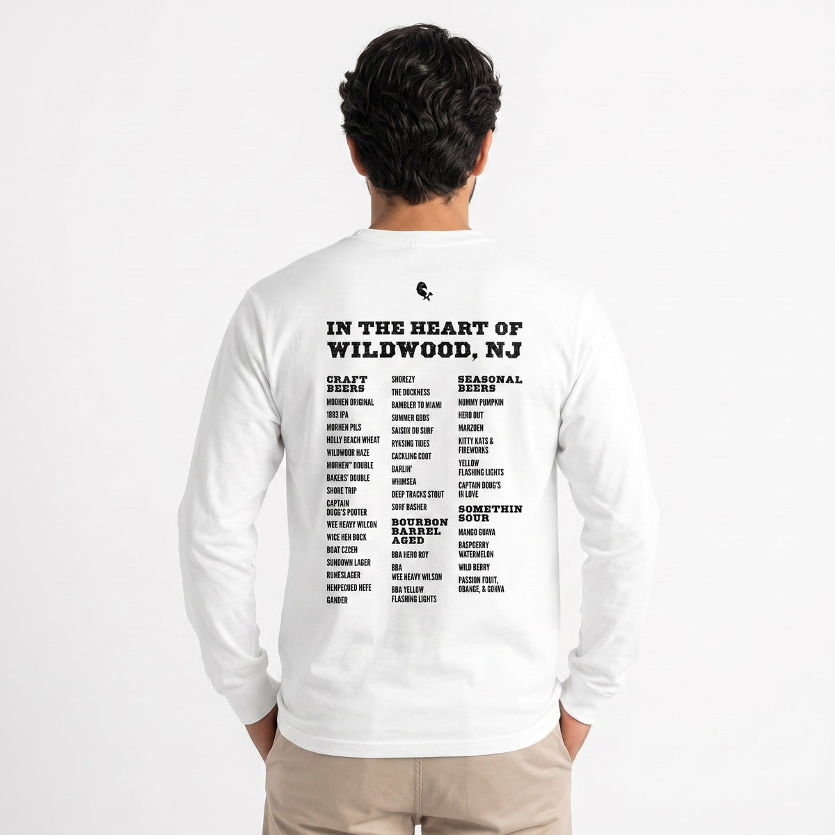 MudHen Can Lineup Long Sleeve Tee — White, back