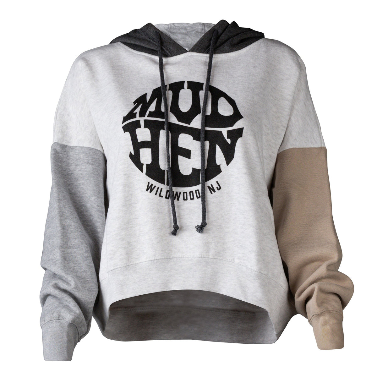 Mudhen Circle Logo Colorblock Hoodie - Ash, closeup