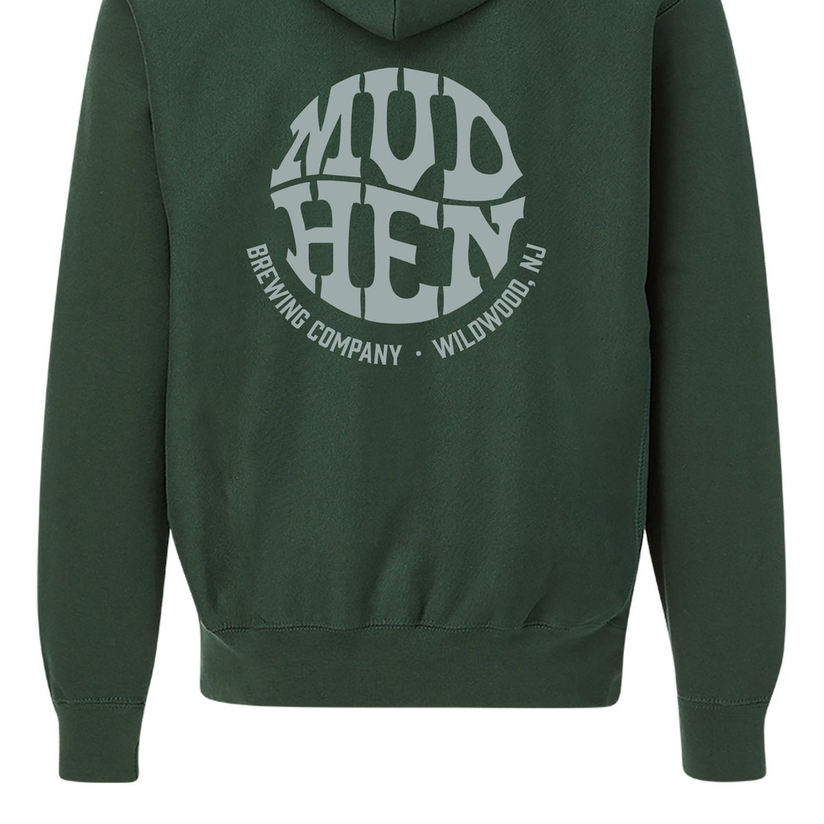 MudHen Circle Logo Hoodie - Forest Green, closeup