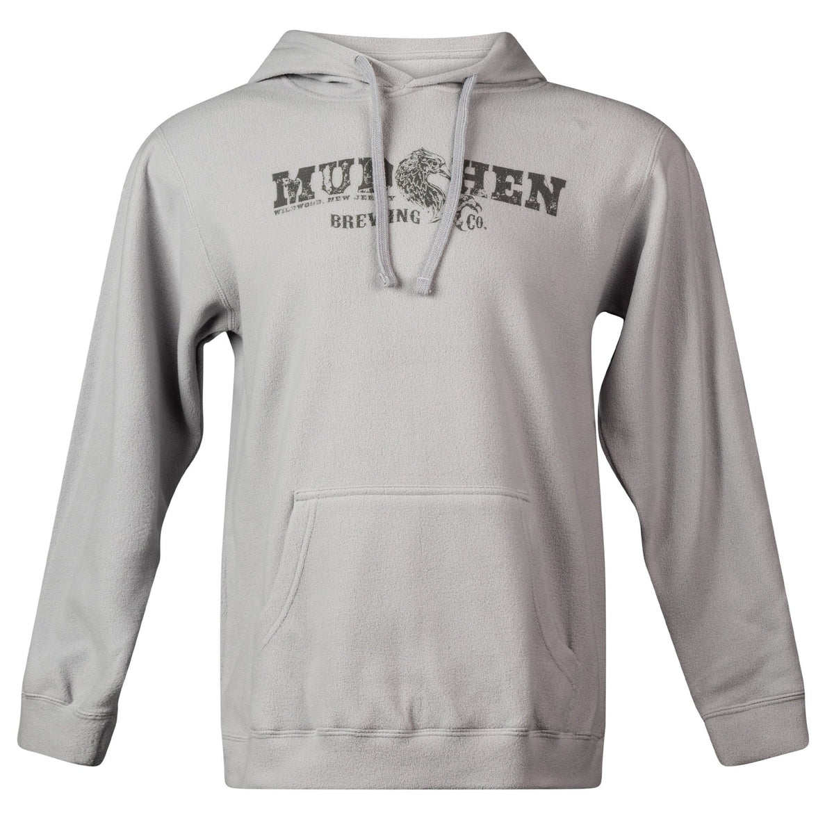 MudHen Fleece Hoodie - Light Grey, closeup