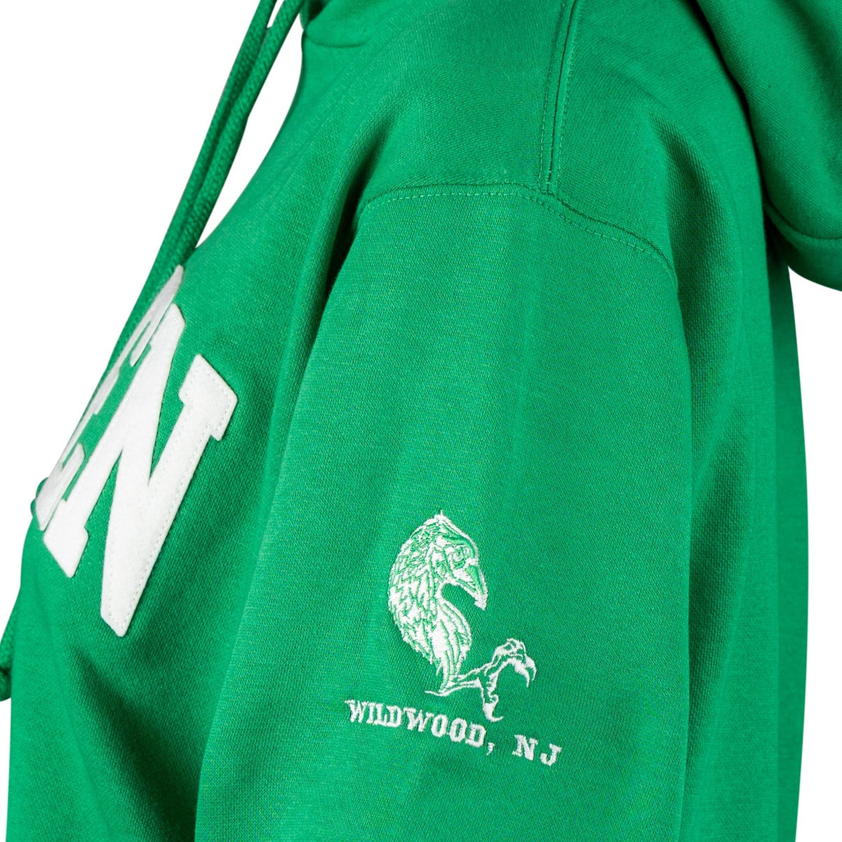 Mudhen Hamden Hoodie - Kelly Green, closeup
