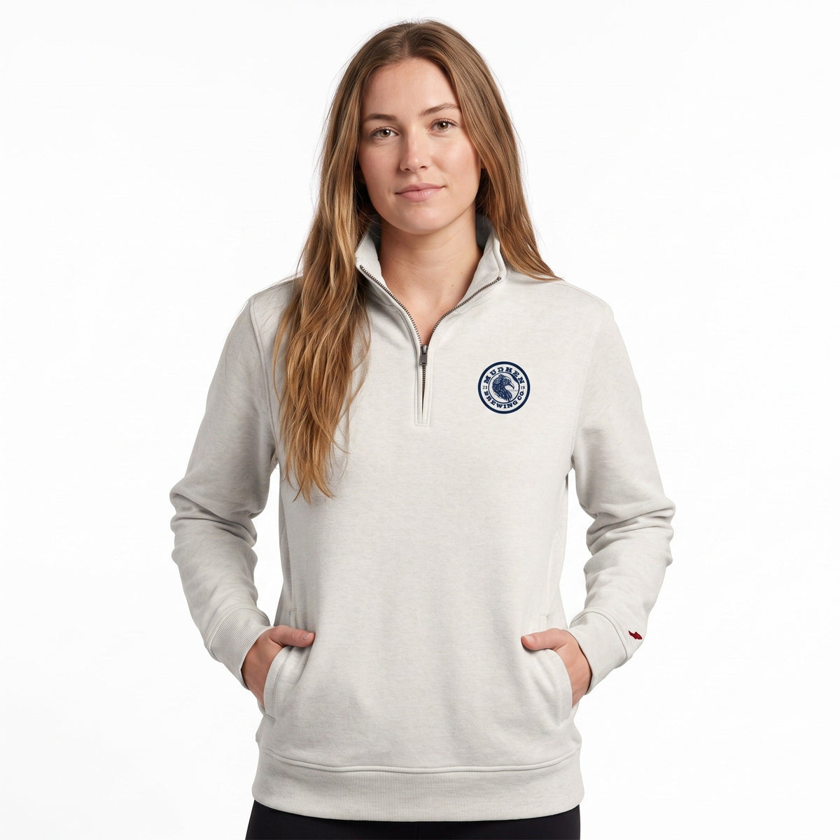 MudHen League Quarter-Zip Pullover - Light Heather Gray, front