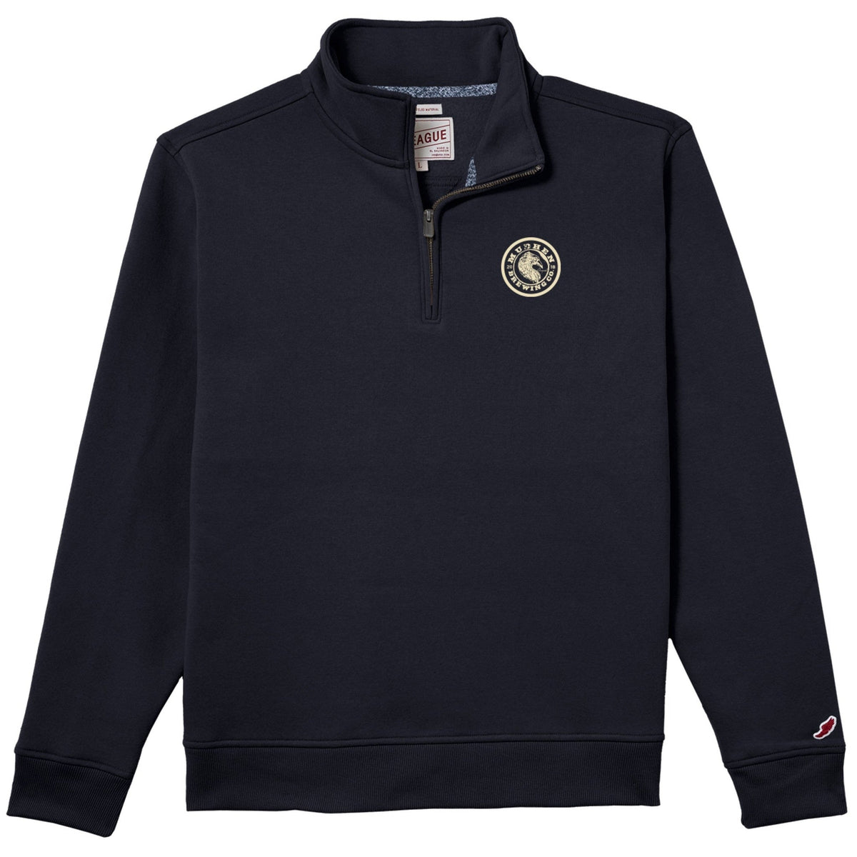 MudHen League Quarter-Zip Pullover - Navy Blue, closeup