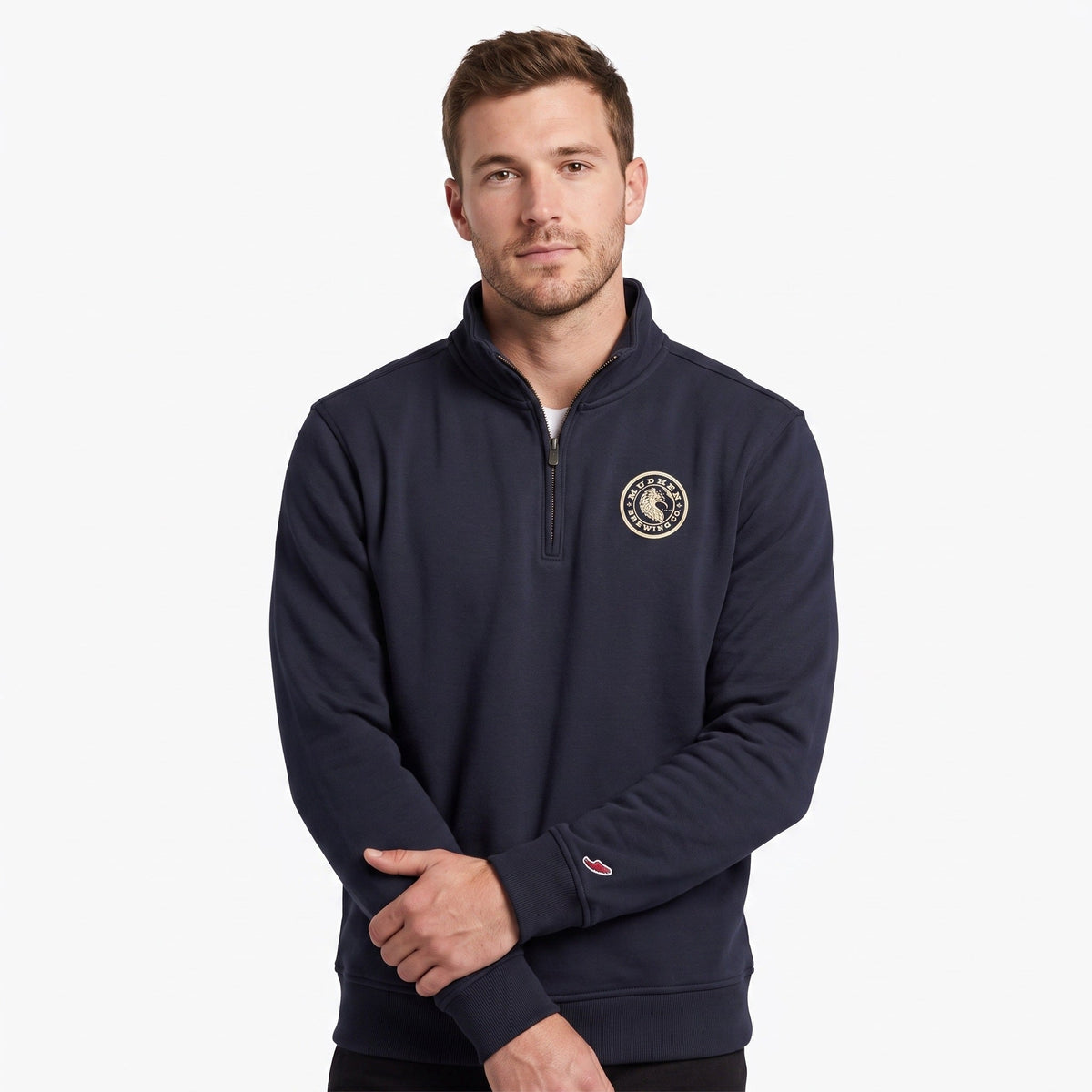 MudHen League Quarter-Zip Pullover - Navy Blue, front