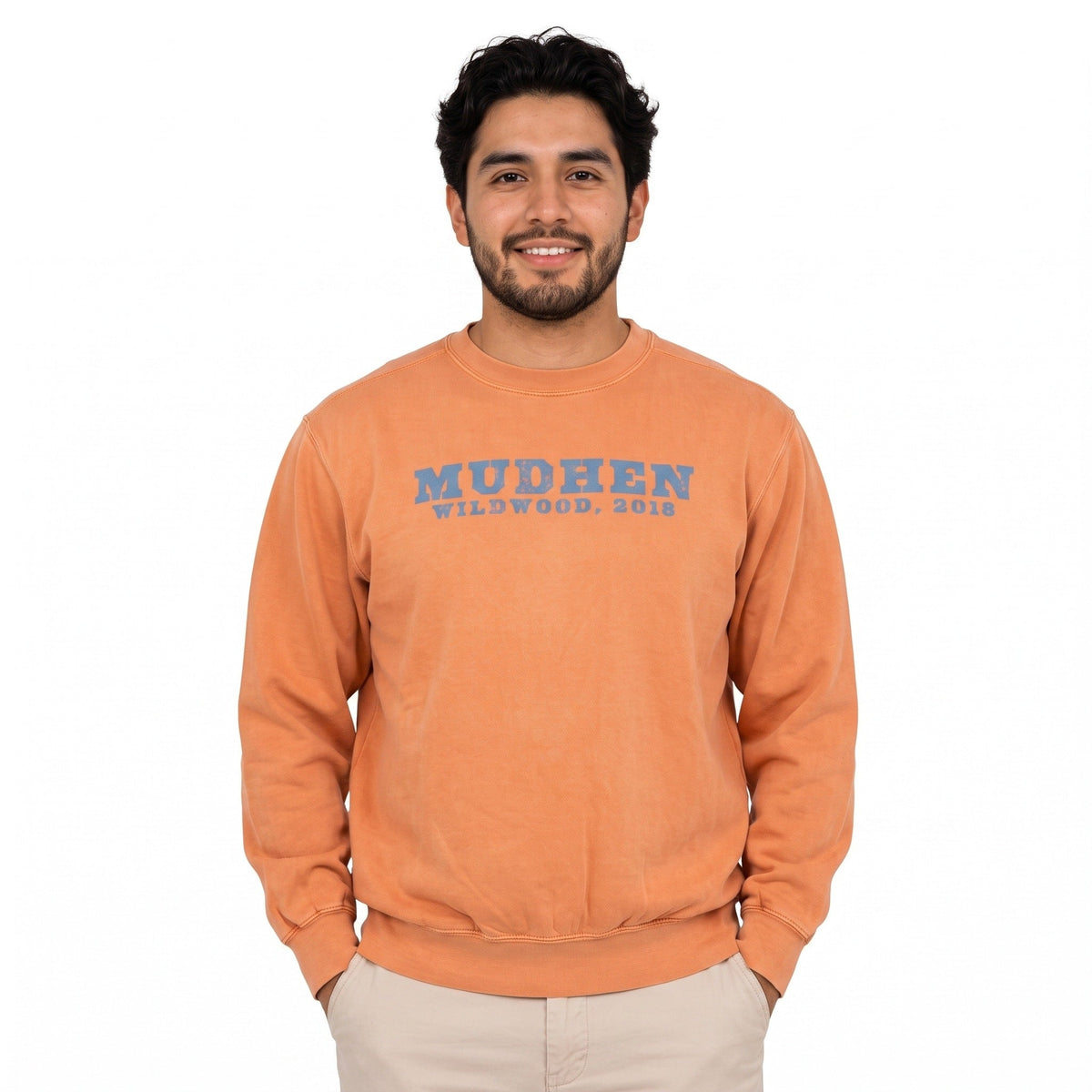 MudHen Logo Crewneck - Tangerine, front