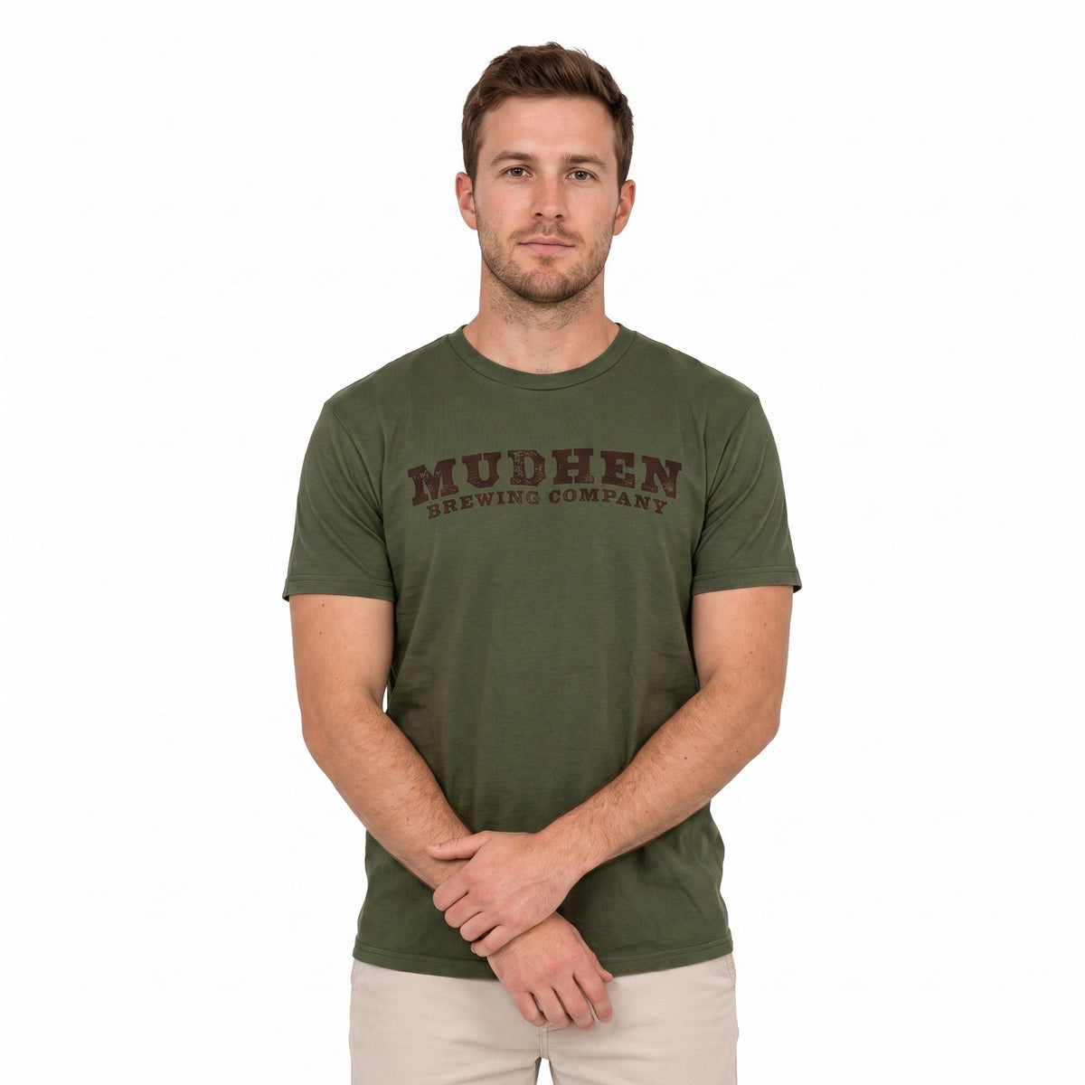 Mudhen Logo Tee - Military Green, front