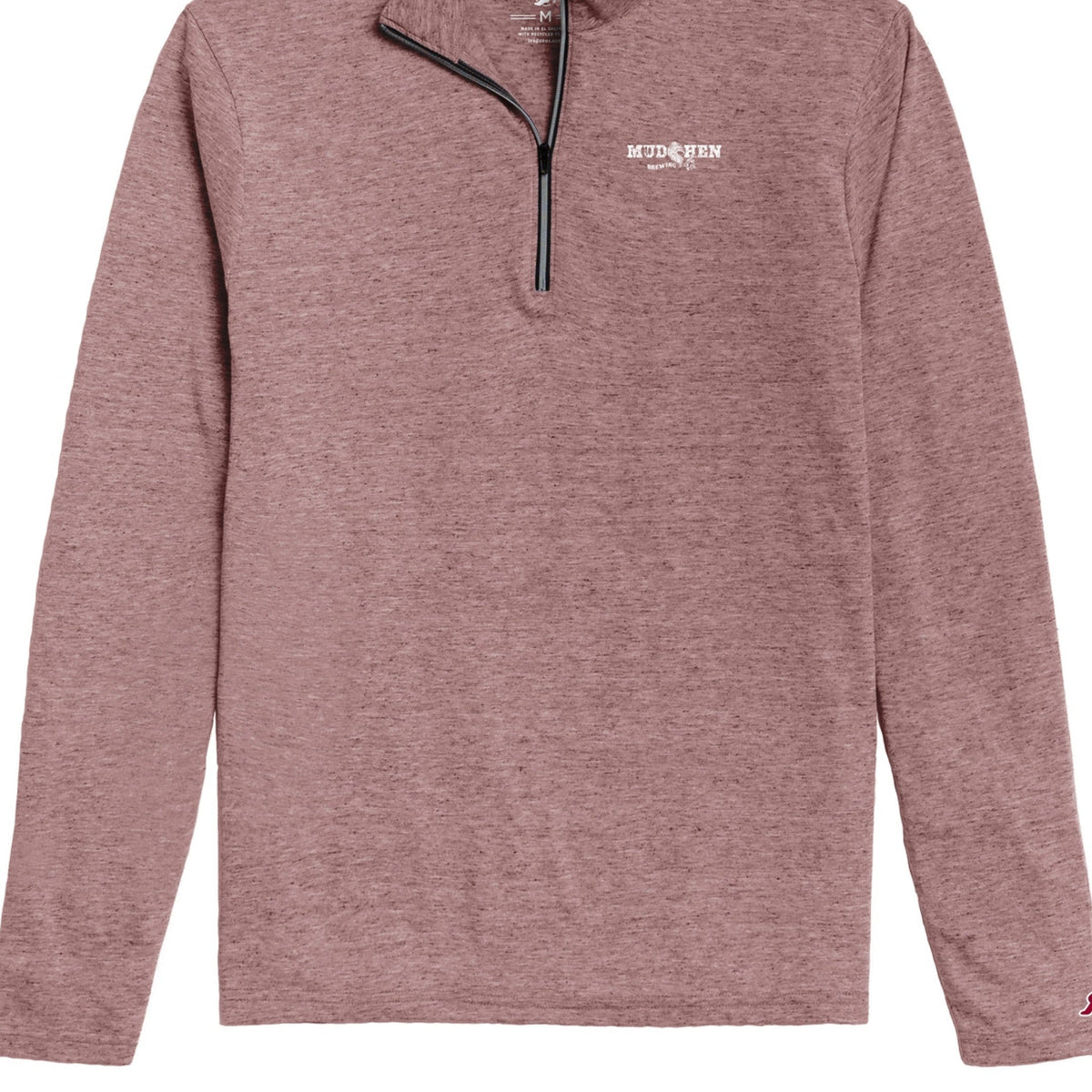 MudHen Mauve Quarter-Zip Pullover, closeup