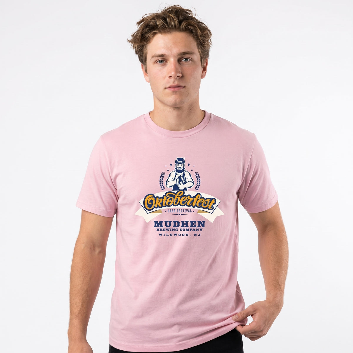 Mudhen Oktoberfest Tee - Pink, front