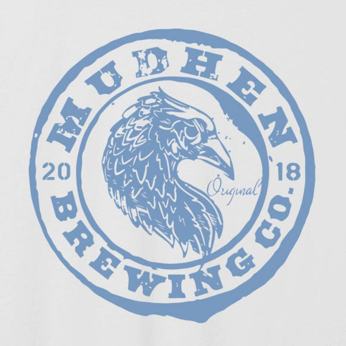 MudHen Original Logo Tank – White, closeup
