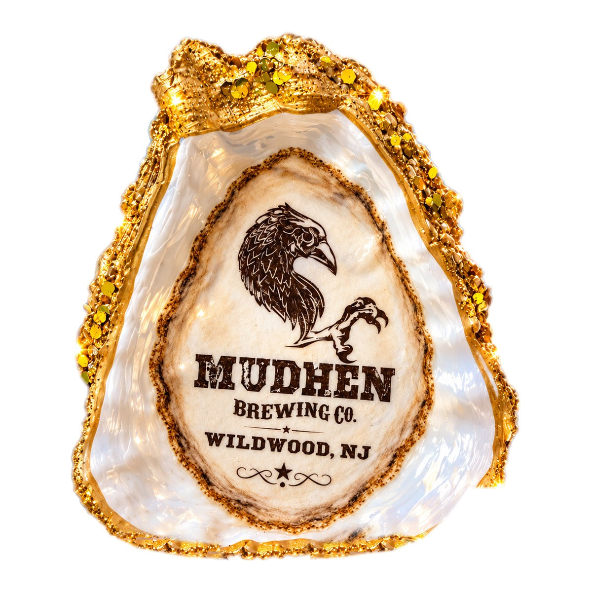 MudHen Oyster Shell Ornament - Wildwood NJ Logo