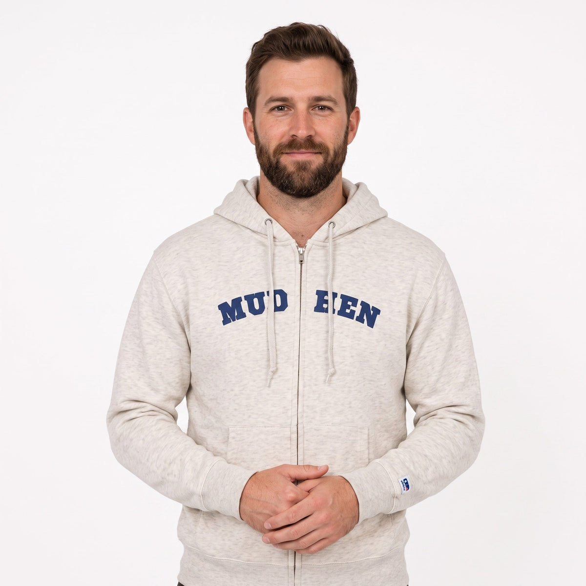 MudHen Puff Full Zip Hoodie - Oatmeal, front