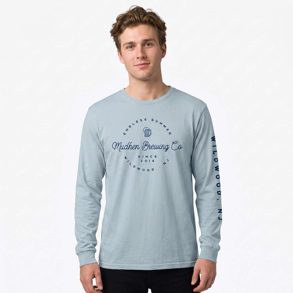 MudHen Shoreline Long Sleeve - Light Blue, front