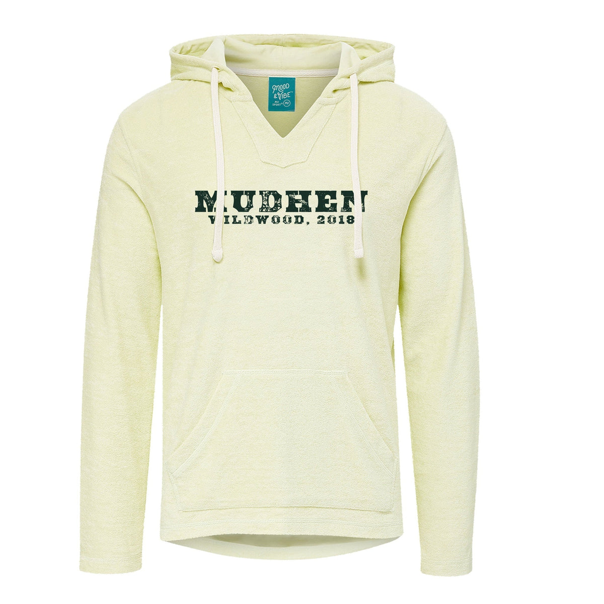 MudHen Terry Hoodie - Lime, closeup