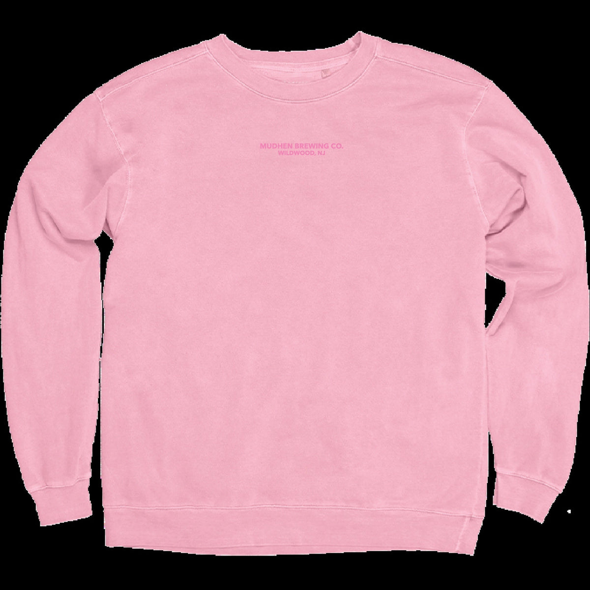 MudHen Washed Crewneck — Pink Lemonade, closeup