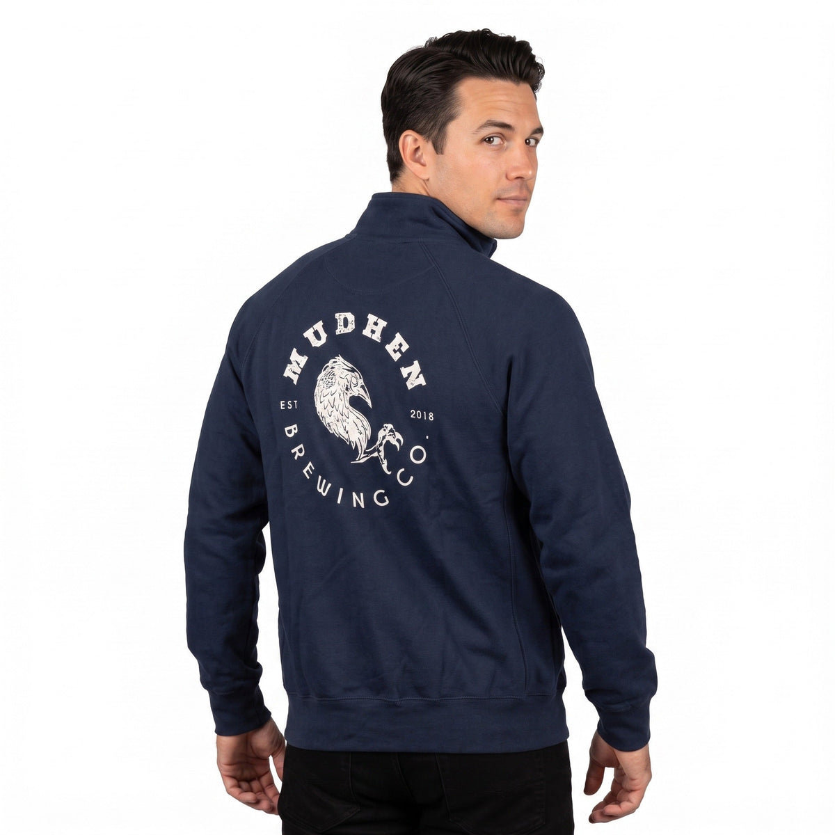 Navy MudHen Brewing Co. Full-Zip Jacket, back