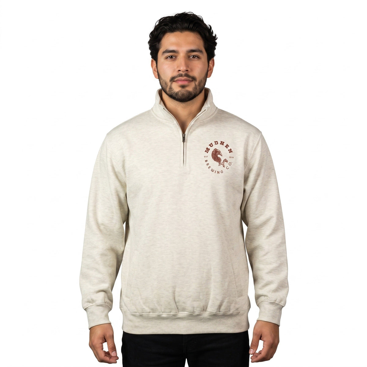 Oatmeal Heather Quarter-Zip Pullover, front