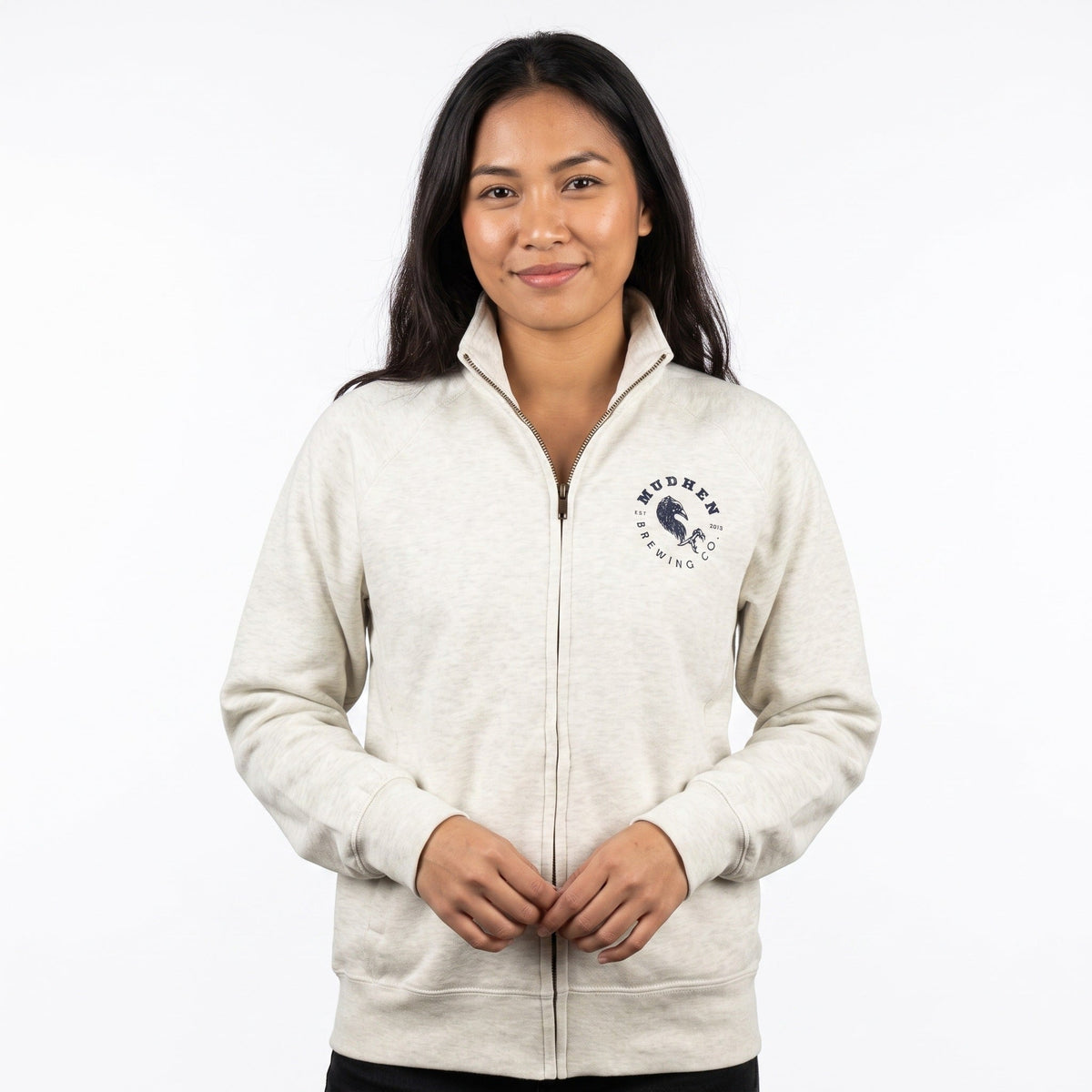Oatmeal MudHen Brewing Co. Full-Zip Jacket, front