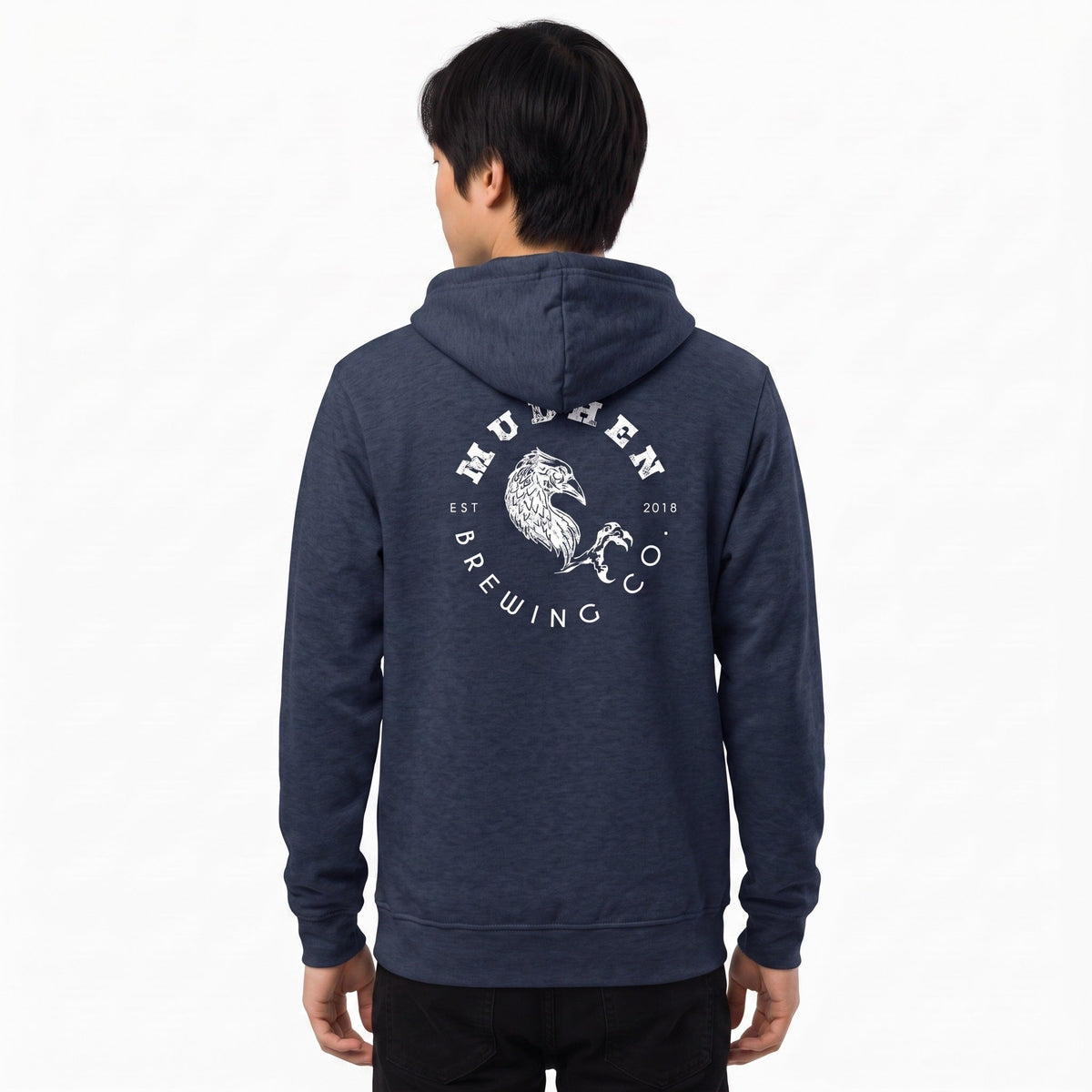 Retro Full Zip Hoodie - Navy Heather, back