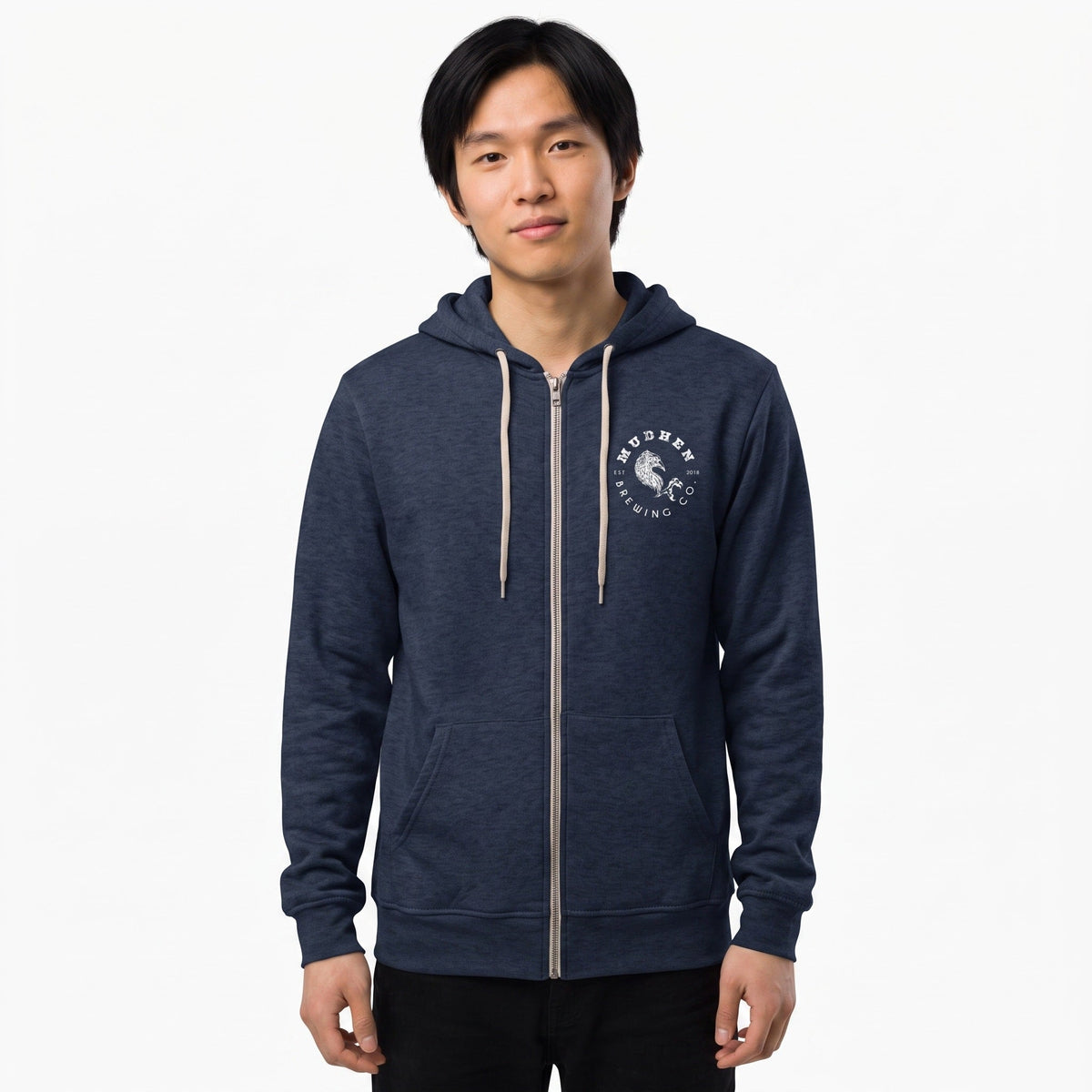 Retro Full Zip Hoodie - Navy Heather, front