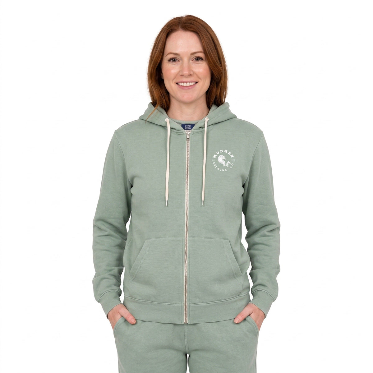 Retro Full Zip Hoodie - Washed Mint, front