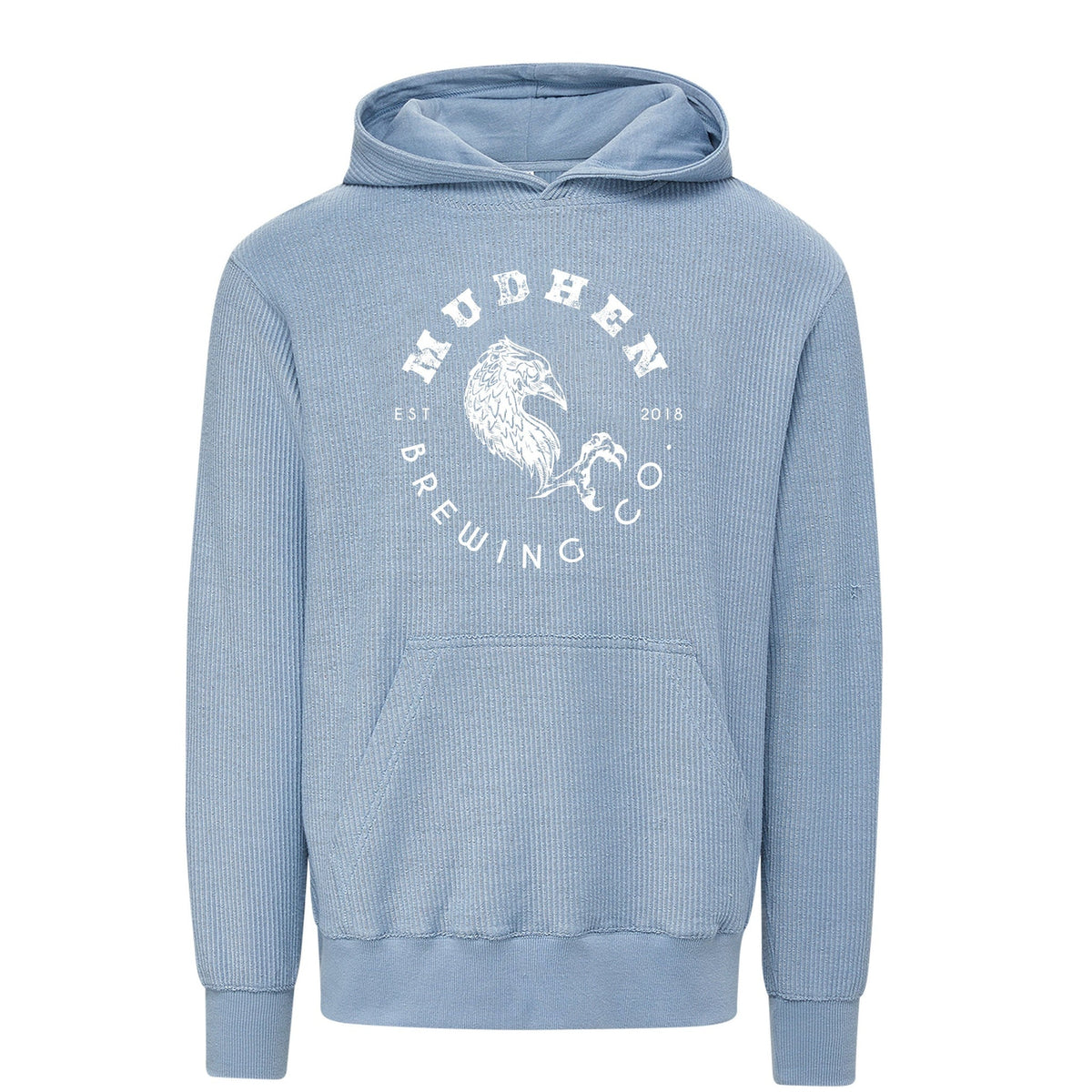 Waffle Knit Hoodie - Dusty Blue, closeup