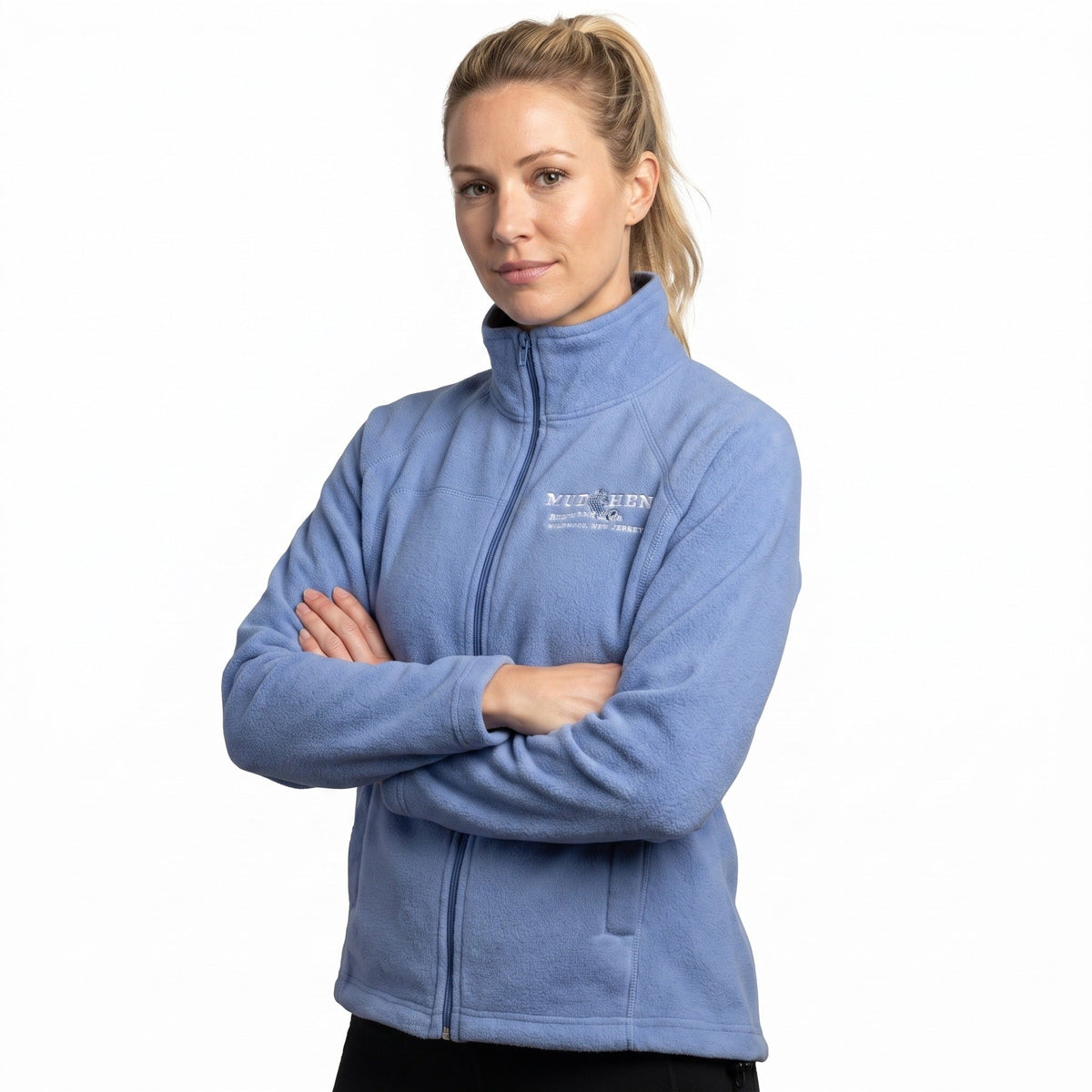 Women Fleece Zip Jacket - Blue Iris, front