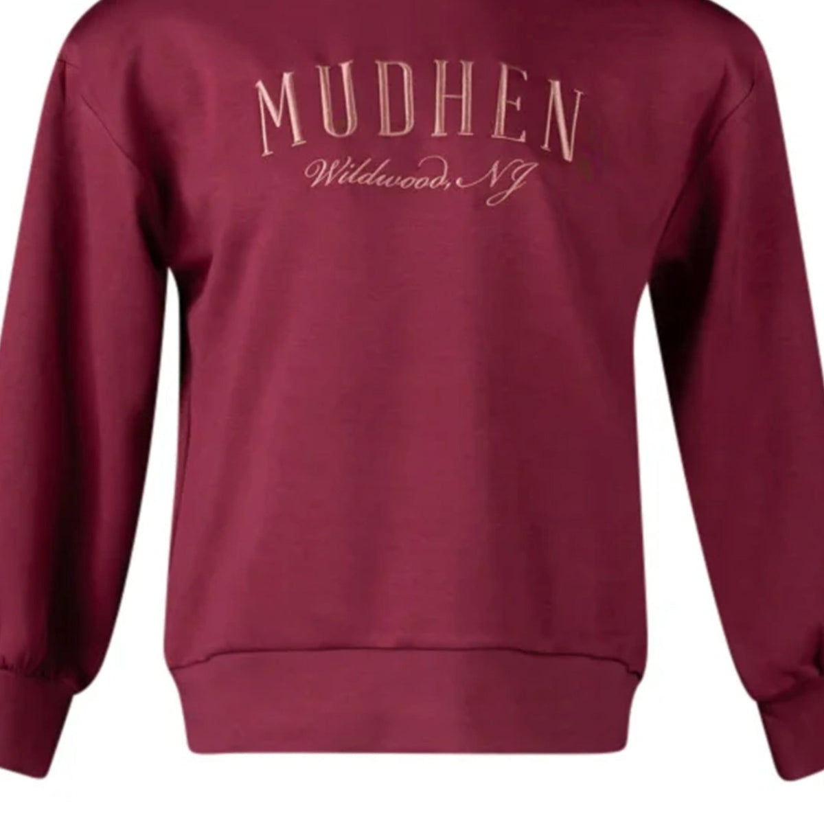 Women's Crewneck - Mulberry, closeup