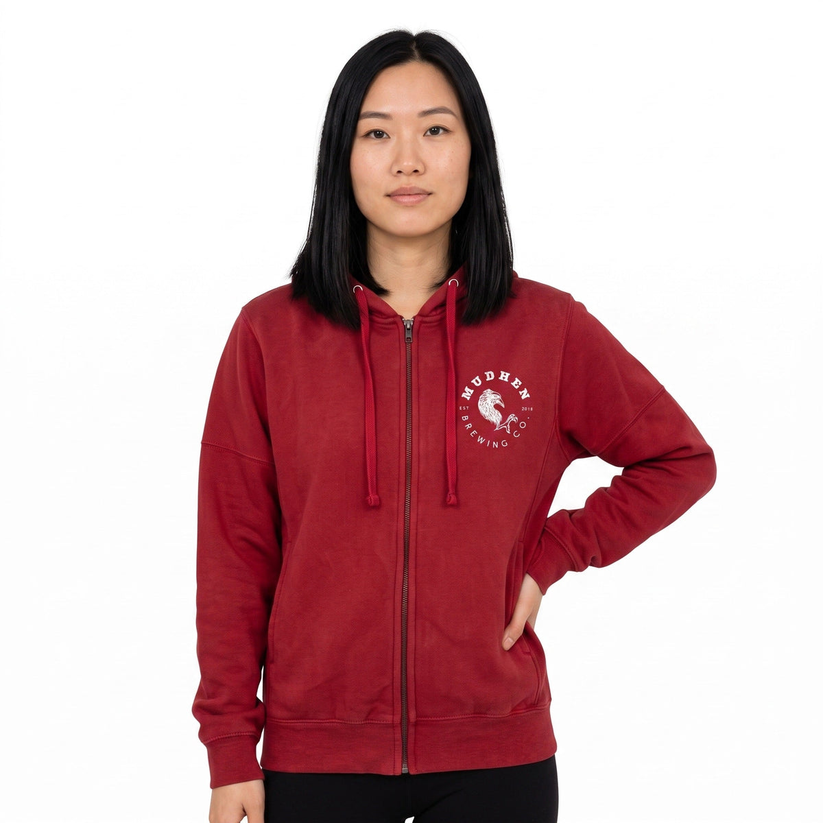 Women’s Full-Zip Hoodie – Crimson Red, front