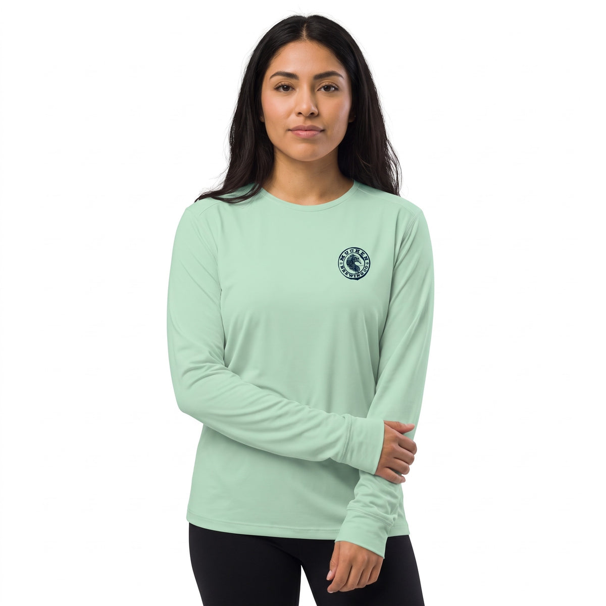 Women's Long Sleeve Island Map - Mint Green, front