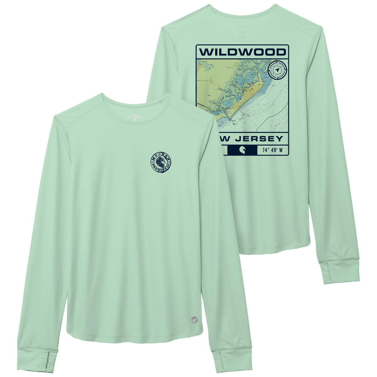 Women's Long Sleeve Island Map - Mint Green